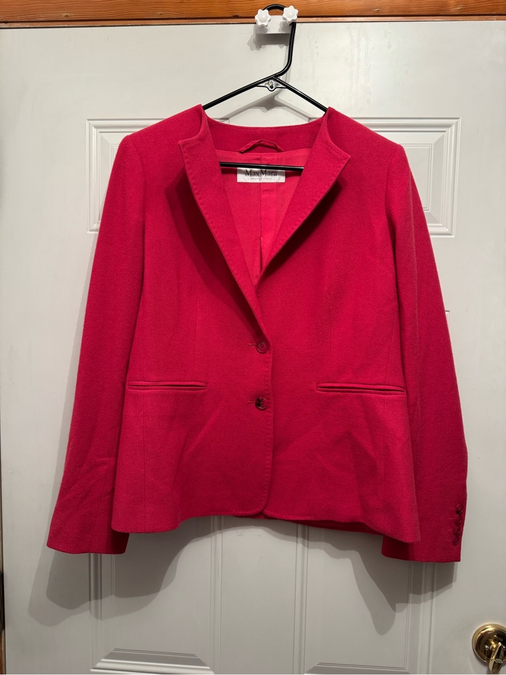 MaxMara Womens 95% Cashmere 5%Wool Two Button Blazer Red size 10